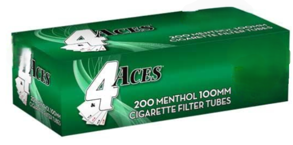 4 ACES 200ct MENTHOL 100mm SIZE CIGARETTE FILTER TUBES
