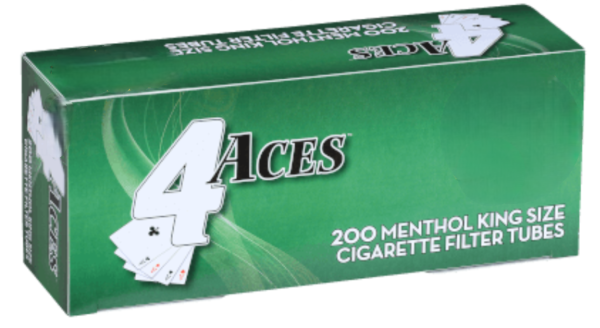 4 ACES 200ct MENTHOL KING SIZE CIGARETTE FILTER TUBES