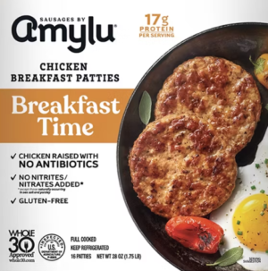 AMYLU CHICKEN BREAKFAST SAUSAGE PATTIES 1.75lbs