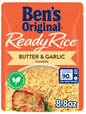 BEN'S ORIGINAL READY RICE BUTTER & GARLIC 8.8oz @ .18 WALMART BEN'S ORIGINAL READY RICE BUTTER & GARLIC
