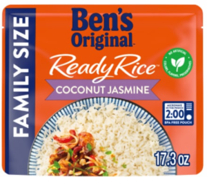 BEN'S ORIGINAL READY RICE COCONUT JASMINE 17.3oz @ .98 WALMART BEN'S ORIGINAL READY RICE COCONUT JASMINE FAMILY SIZE 1.08lbs