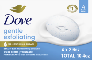 DOVE GENTLE EXFOLIATING BAR SOAP 4PK