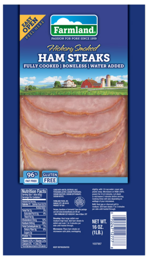 FARMLAND SMOKED BONELESS HAM STEAKS 1lb