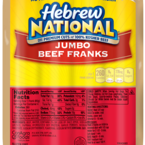 HEBREW NATIONAL JUMBO BEEF FRANKS
