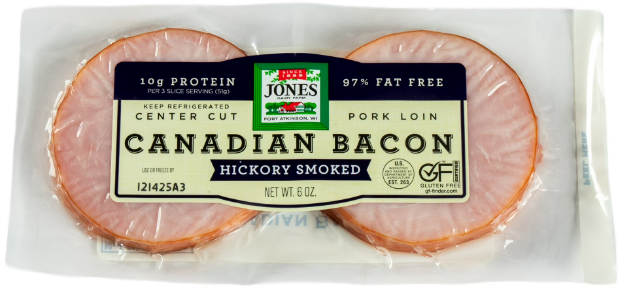JONES DAIRY FARM HICKORY SMOKED CANADIAN BACON 10PK
