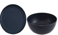 MS PLASTIC REUSABLE CEREAL BOWL & PLATE SET DARK BLUE