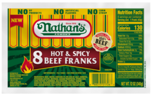 NATHANS HOT & SPICY BEEF FRANKS 12oz 8ct @ .52 WALMART NATHANS HOT & SPICY BEEF FRANKS