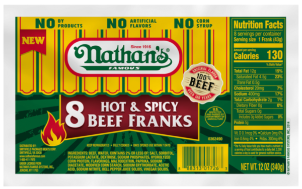 NATHANS HOT & SPICY BEEF FRANKS