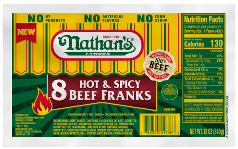 NATHANS HOT & SPICY BEEF FRANKS