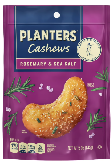 PLANTERS CASHEWS ROSEMARY & SEA SALT 5oz @ .97 WALMART PLANTERS CASHEWS ROSEMARY & SEA SALT