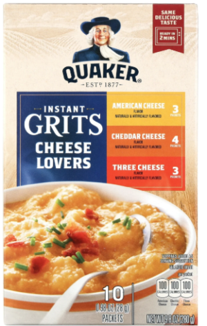 QUAKER OATS INSTANT CHEESE LOVERS GRITS 10PK