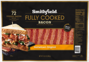 SMITHFIELD FULLY COOKED BACON 10.5oz @ .22 SAMS SMITHFIELD FULLY COOKED BACON 72ct