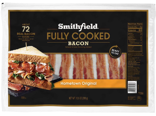SMITHFIELD FULLY COOKED BACON 72ct