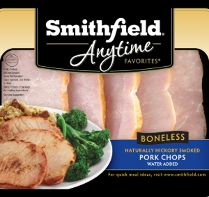 SMITHFIELD HICKORY SMOKED BONELESS PORK CHOPS 1.25lbs