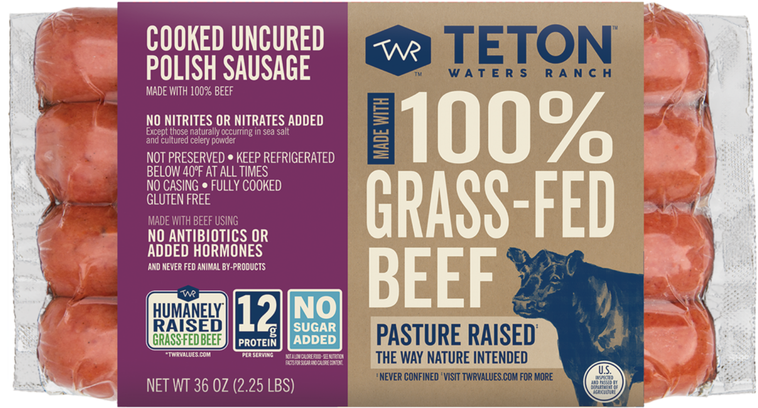 TETON WATER RANCH GRASS FED BEEF SAUSAGE 2.25lbs