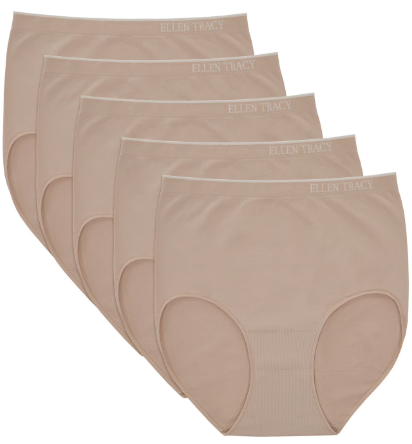 ELLEN TRACY WOMEN'S 5PK SEAMLESS BRIEF'S - SUNBEIGE