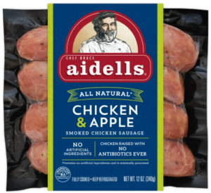 AIDELLS JUMBO CHICKEN & APPLE SMOKED SAUSAGE
