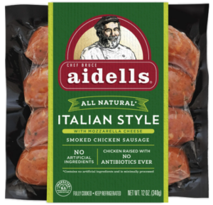AIDELLS ITALIAN-STYLE CHICKEN & MOZZARELLA SMOKED SAUSAGE