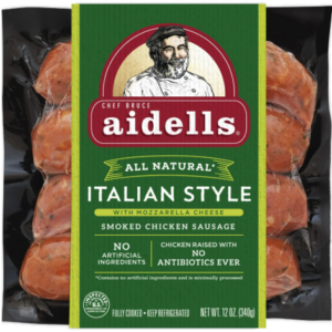 AIDELLS ITALIAN-STYLE CHICKEN & MOZZARELLA SMOKED SAUSAGE
