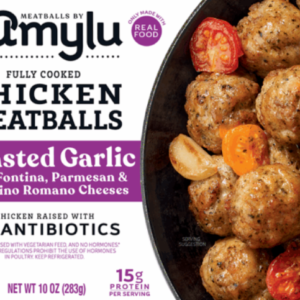 AMYLU CHICKEN MEATBALLS W. ROASTED GARLIC & 3-CHEESE BLEND