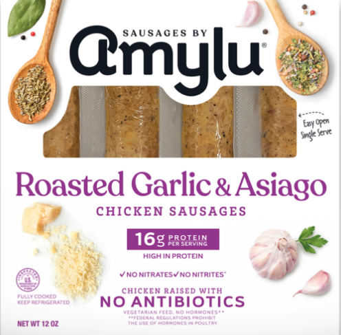 AMYLU ROASTED GARLIC & ASIAGO CHICKEN SAUSAGE