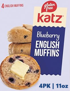 KATZ BLUEBERRY ENGLISH MUFFINS 4PK