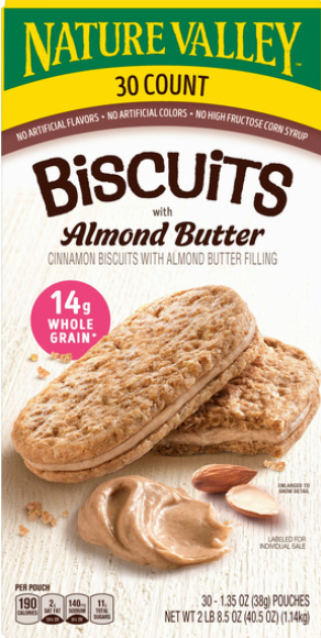 NATURE VALLEY ALMOND BUTTER BISCUITS 30ct 2.53lbs @ .49 COSTCO NATURE VALLEY ALMOND BUTTER BISCUITS 30ct 2.53lbs